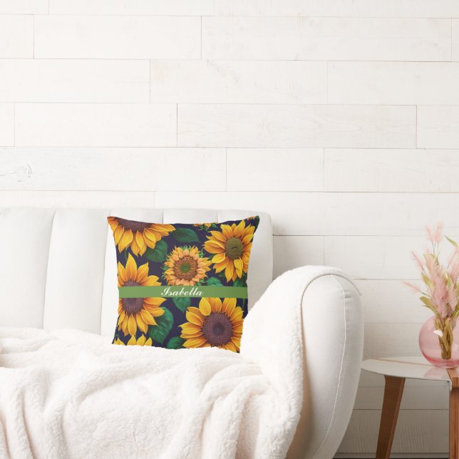 Beautiful Trendy Sunflower Collection Throw Pillow (Couch)