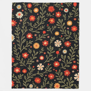 Beautiful Trendy Vintage Floral Collection Fleece Blanket