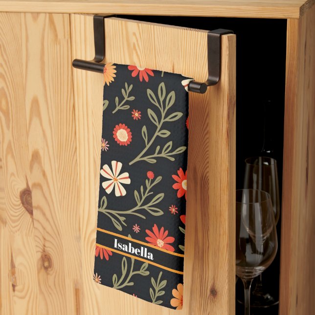 Beautiful Trendy Vintage Floral Collection Kitchen Towel (Thirds Fold)