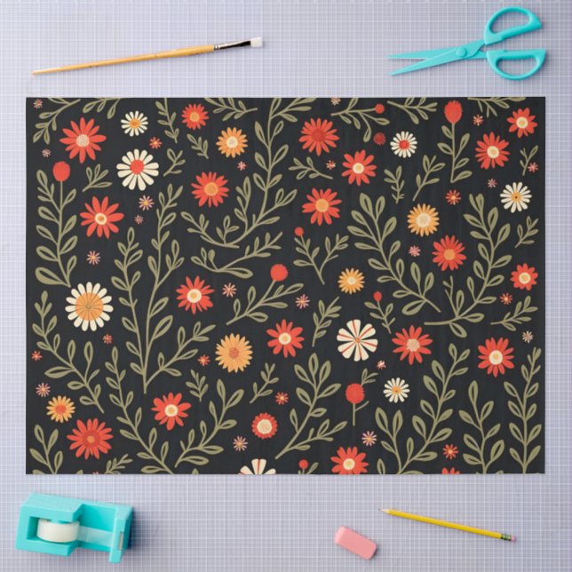 Beautiful Trendy Vintage Floral Collection Tissue Paper (Craft)