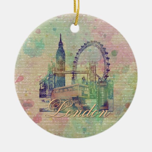 Beautiful trendy Vintage London Landmarks Ceramic Ornament