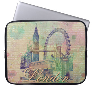 Beautiful trendy Vintage London Landmarks Laptop Sleeve