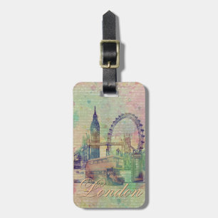 Beautiful trendy Vintage London Landmarks Luggage Tag