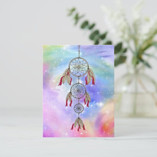 Beautiful trendy whimsical dream-catcher feathers (Standing Front)