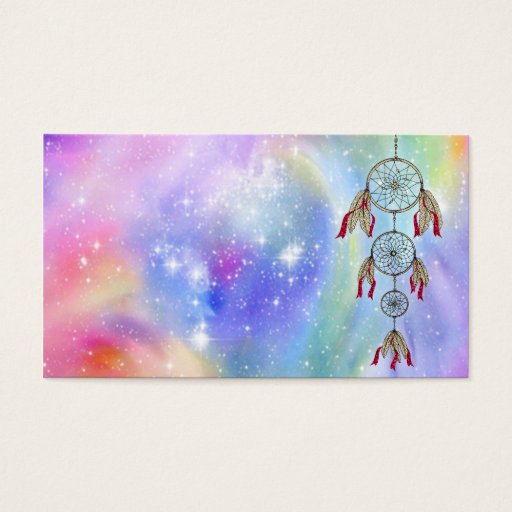 Customizable Beautiful trendy whimsical  dream-catcher feathers business card templates