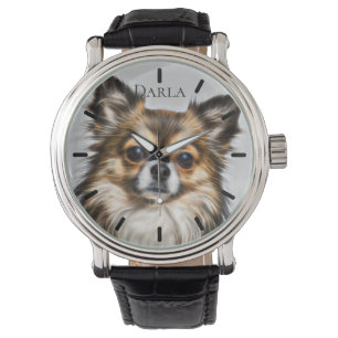 Beautiful Tri-Color Chihuahua Custom Personalized Watch