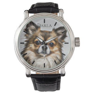 Beautiful Tri-Color Chihuahua Custom Personalized Watch