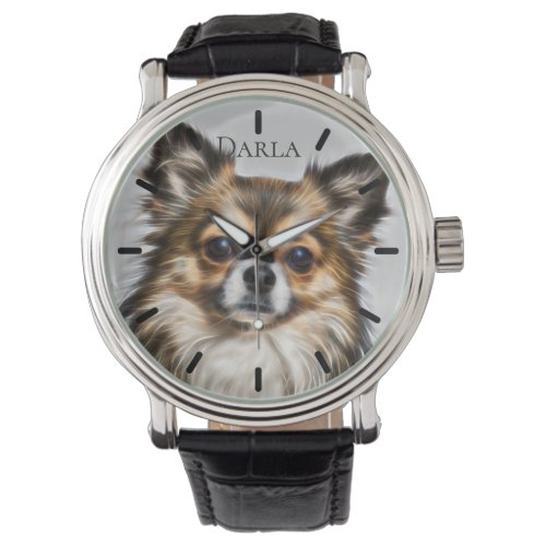 Beautiful Tri_Color Chihuahua Custom Personalized Watch