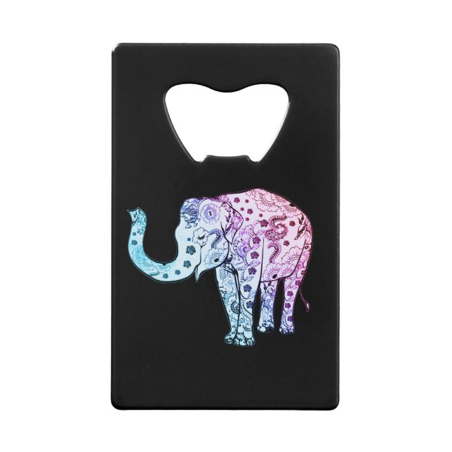 Beautiful Tribal Elephant Credit Card Bottle Opener (Front)