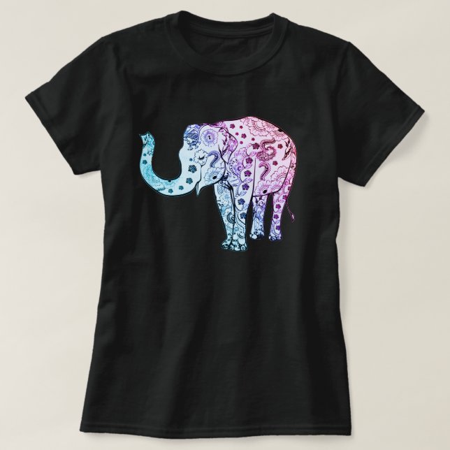Beautiful Tribal Elephant T-Shirt (Design Front)