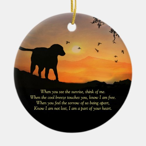 Beautiful Tribute Dog Sympathy Memorial with Name Ceramic Ornament