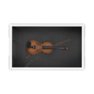 Beautiful Trompe L'oeil Violin & Bow Music Acrylic Tray