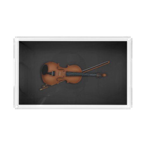 Beautiful Trompe Loeil Violin  Bow Music Acrylic Tray