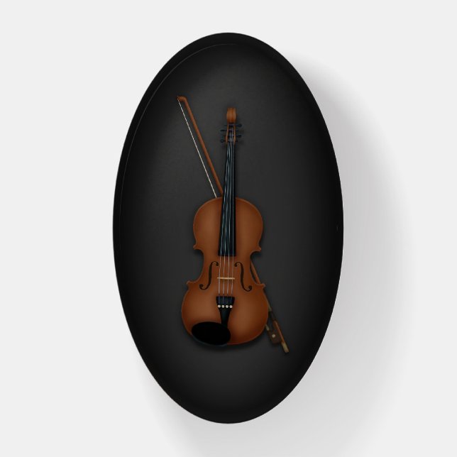 Beautiful Trompe L'oeil Violin & Bow Music Paperweight (Vertical)
