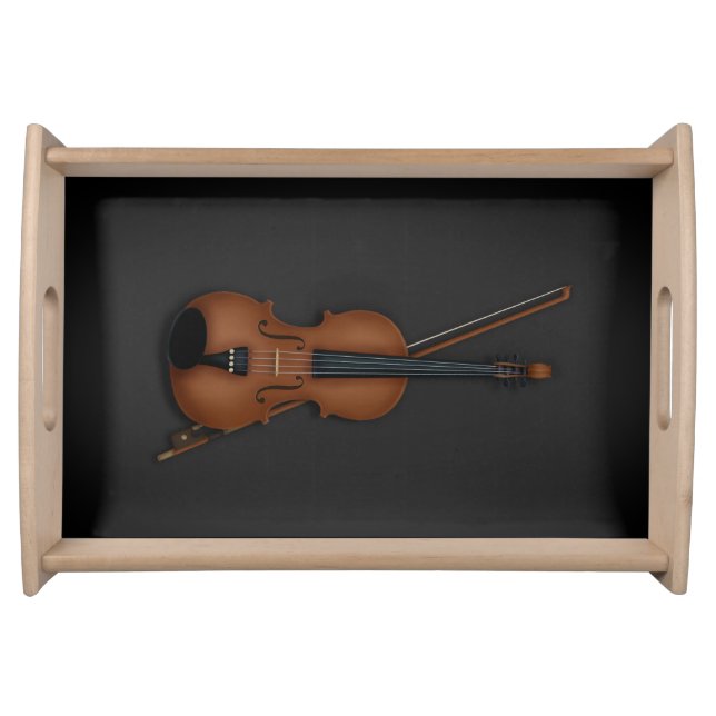 Beautiful Trompe L'oeil Violin & Bow Music Serving Tray (Front)