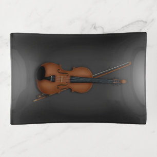 Beautiful Trompe L'oeil Violin & Bow Music Trinket Tray