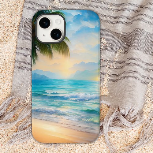 Beautiful Tropical Beach and Palm Trees Ocean Case_Mate iPhone 14 Case