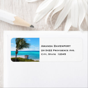 Beautiful Tropical Beach Breezy Palm Tree Address Label