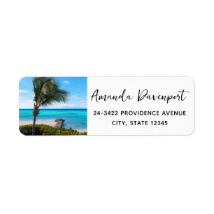 Beautiful Tropical Beach Breezy Palm Tree Address Label