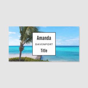 Beautiful Tropical Beach Breezy Palm Tree Business Name Tag