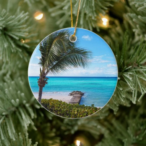 Beautiful Tropical Beach Breezy Palm Tree Ceramic Ornament