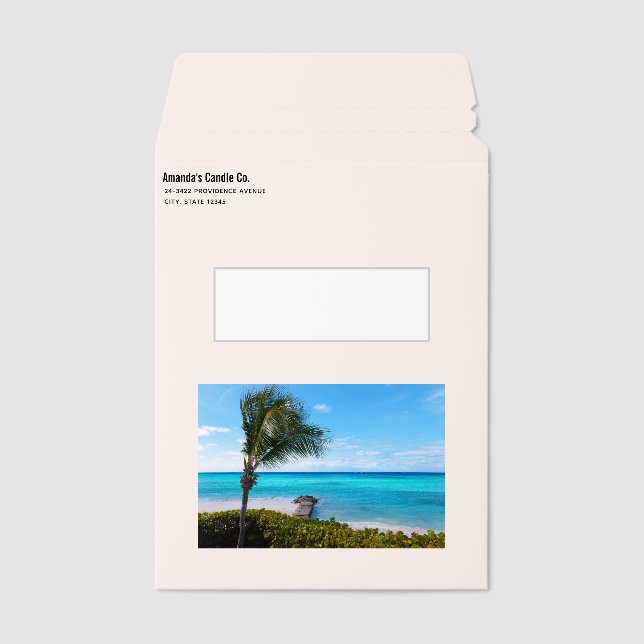 Beautiful Tropical Beach Breezy Palm Tree Envelope Mailers (Front)