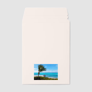 Beautiful Tropical Beach Breezy Palm Tree Envelope Mailers