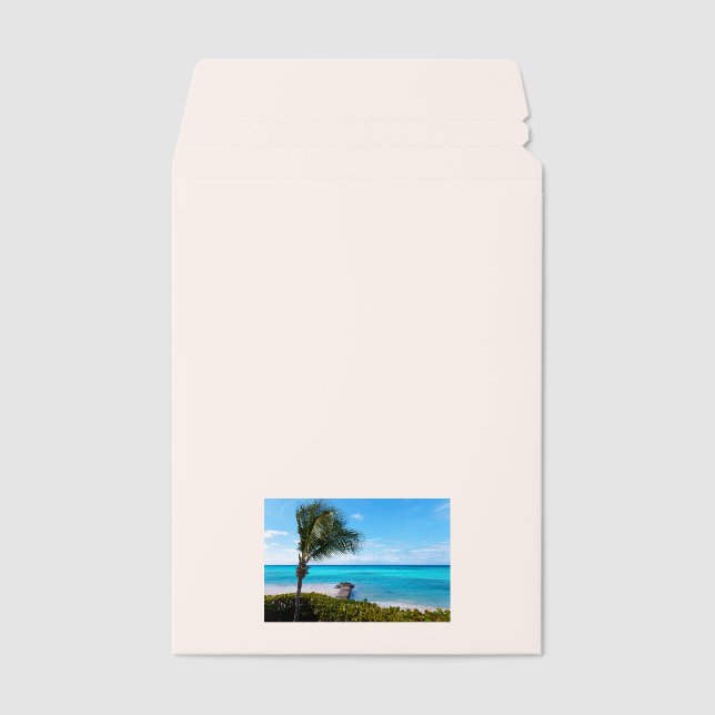 Beautiful Tropical Beach Breezy Palm Tree Envelope Mailers (Front)
