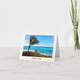 Beautiful Tropical Beach Breezy Palm Tree Letterpress Thank You Card