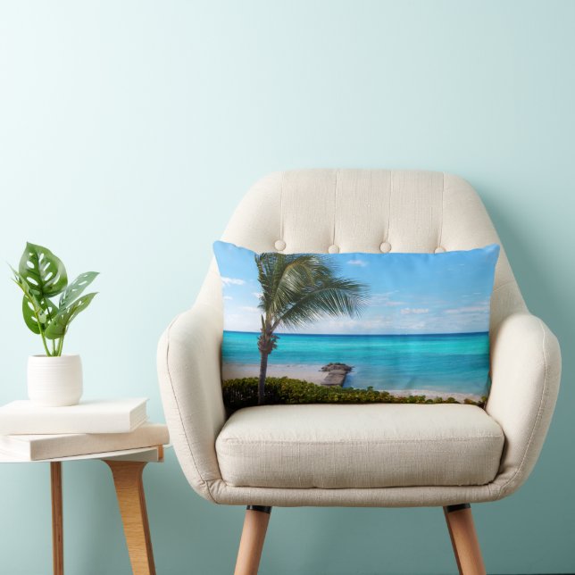 Beautiful Tropical Beach Breezy Palm Tree Lumbar Pillow (Chair)