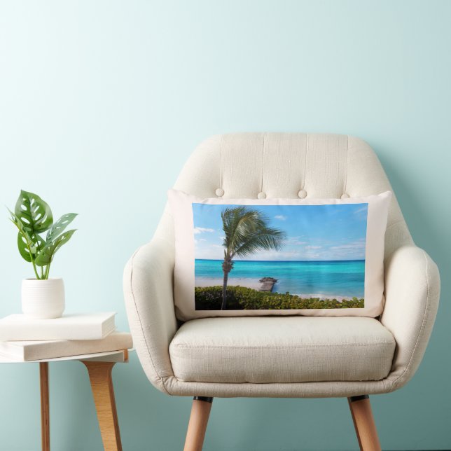 Beautiful Tropical Beach Breezy Palm Tree Lumbar Pillow (Chair)