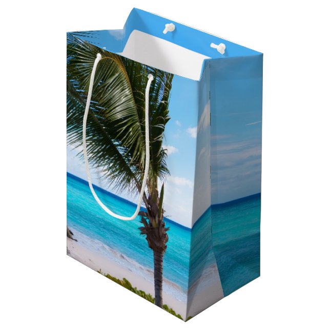 Beautiful Tropical Beach Breezy Palm Tree Medium Gift Bag (Front Angled)
