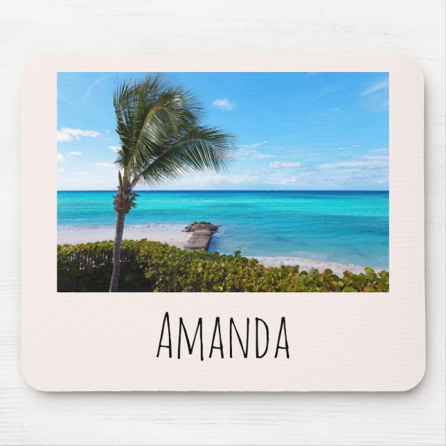 Beautiful Tropical Beach Breezy Palm Tree Mouse Pad (Front)