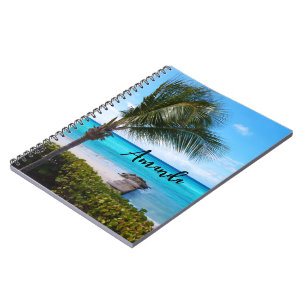Beautiful Tropical Beach Breezy Palm Tree Notebook