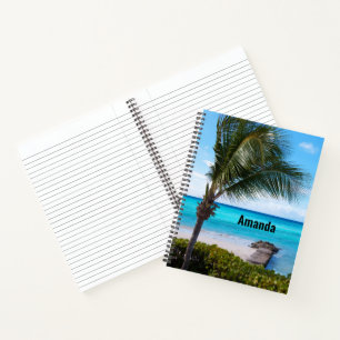 Beautiful Tropical Beach Breezy Palm Tree Notebook