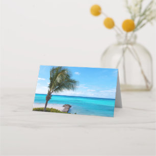 Beautiful Tropical Beach Breezy Palm Tree Place Card