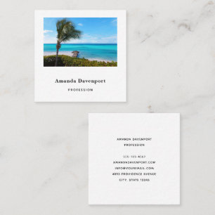 Beautiful Tropical Beach Breezy Palm Tree Square Business Card
