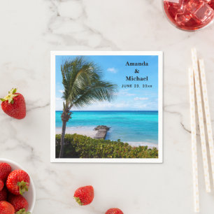 Beautiful Tropical Beach Breezy Palm Tree Wedding Napkins