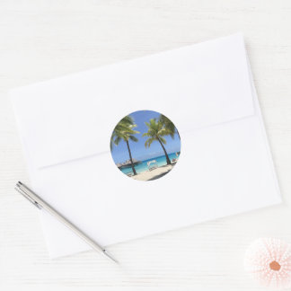 Beautiful Tropical Beach Destination Classic Round Sticker