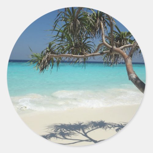 Beautiful Tropical Beach Ocean Paradise Classic Round Sticker