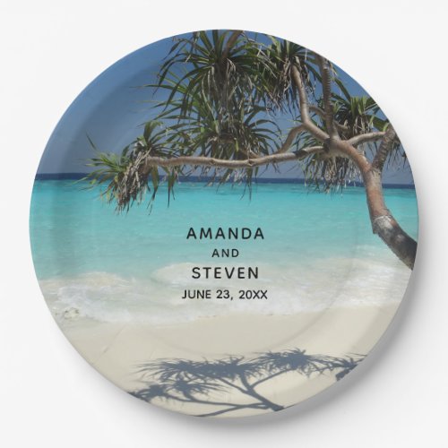 Beautiful Tropical Beach Ocean Paradise Wedding Paper Plates