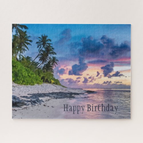 Beautiful Tropical Beach Ocean Vacation Birthday Jigsaw Puzzle