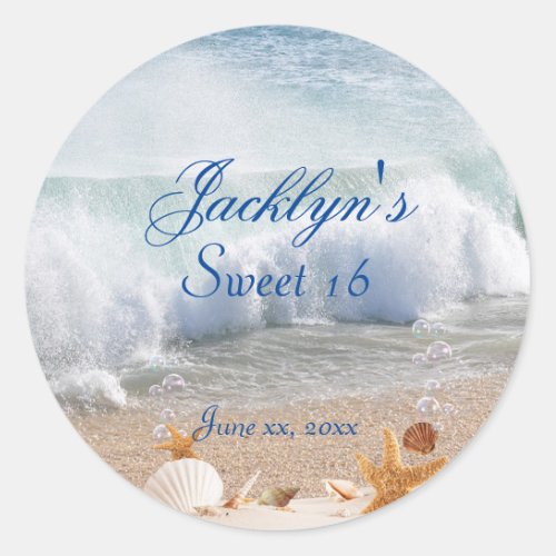 Beautiful Tropical Beach Sweet 16   Classic Round Sticker