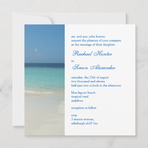 Beautiful Tropical Beach Wedding Invitiation Custom Announcement
