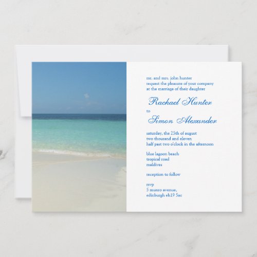 Beautiful Tropical Beach Wedding Invitiation -lg Invite