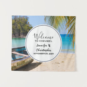 Beautiful Tropical Beach Wedding Welcome Tapestry