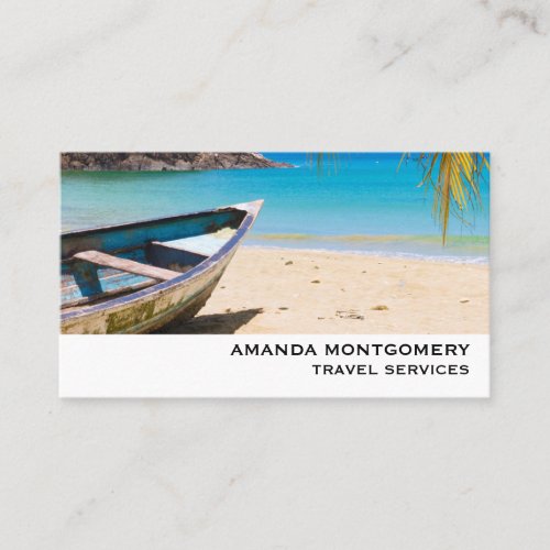 Beautiful Tropical Beach with a Rowboat Business Card