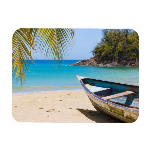 Beautiful Tropical Beach with a Rowboat Magnet