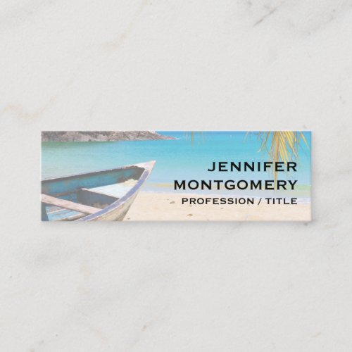 Beautiful Tropical Beach with a Rowboat Mini Business Card