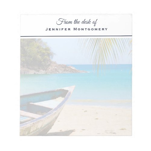 Beautiful Tropical Beach with a Rowboat Notepad